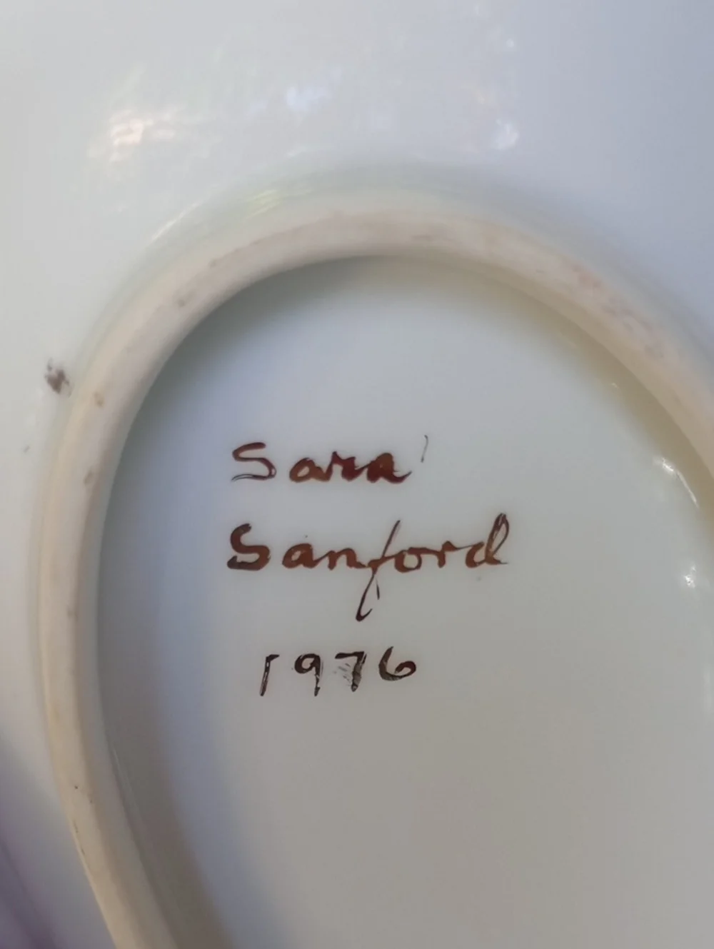 Vintage 70s Hand-Painted Porcelain Floral Soap Jewelry Dish Lavender Violets